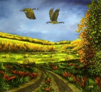 Hay Field Geese